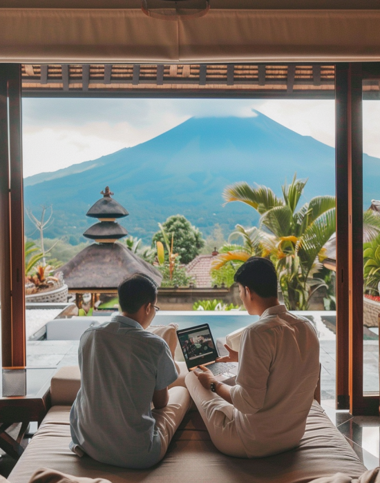 Private tutor sitting with an enthusiastic student